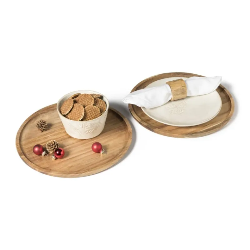 Xenos Borrelplanken|Kaarsenplateaus-Acacia tray rond - ø28 cm