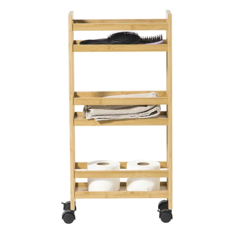 Xenos Badkamer Accessoires|Keukentrolleys-Badkamer trolley - bamboe - 74.5x36x15 cm