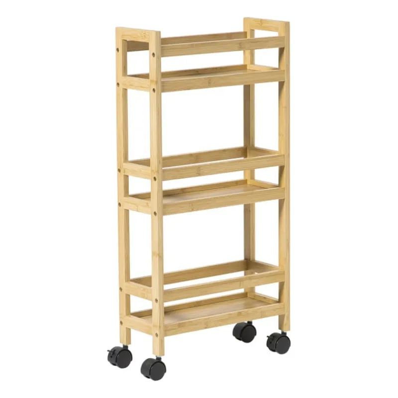 Xenos Badkamer Accessoires|Keukentrolleys-Badkamer trolley - bamboe - 74.5x36x15 cm