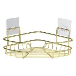 Xenos Badkamer Accessoires|Doucherekjes-Badkamerrek hoek - goudkleurig - 21.5x21.5x10 cm