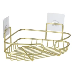 Xenos Badkamer Accessoires|Doucherekjes-Badkamerrek hoek - goudkleurig - 21.5x21.5x10 cm