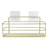 Xenos Badkamer Accessoires|Doucherekjes-Badkamerrek rechthoekig - goudkleurig - 28x10x12 cm