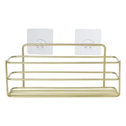Xenos Badkamer Accessoires|Doucherekjes-Badkamerrek rechthoekig - goudkleurig - 28x10x12 cm