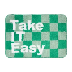 Xenos Badmatten-Badmat Take it Easy - groen/wit - 50x70 cm