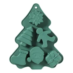 Xenos Bakvormen|Kerst Bakken-Bakvorm kerstfiguren - groen - 22x18x2.5cm