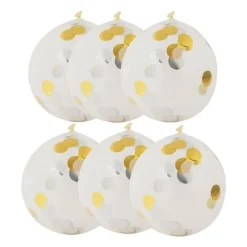 Xenos Ballonnen|Bruiloft-Ballon confetti - goud/wit - set van 6