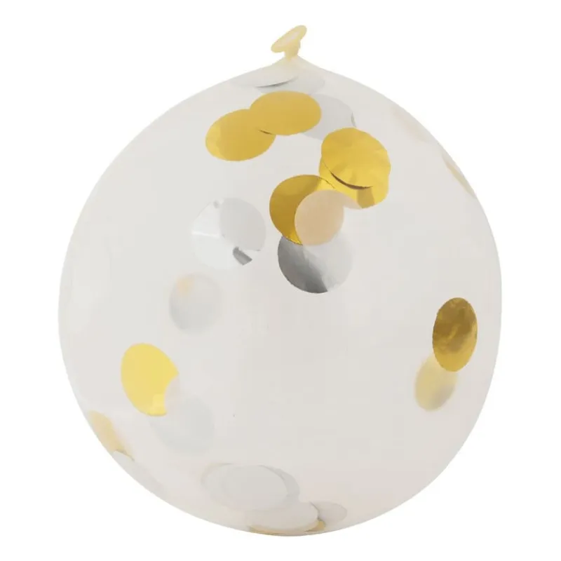 Xenos Ballonnen|Bruiloft-Ballon confetti - goud/wit - set van 6
