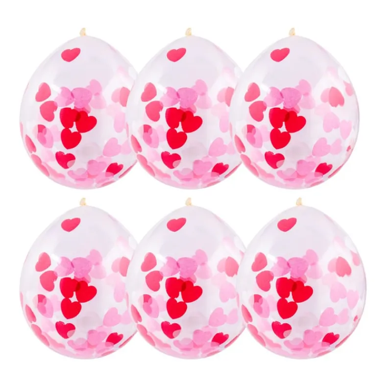 Xenos Ballonnen|Bruiloft-Ballon confetti - hartjes - set van 6