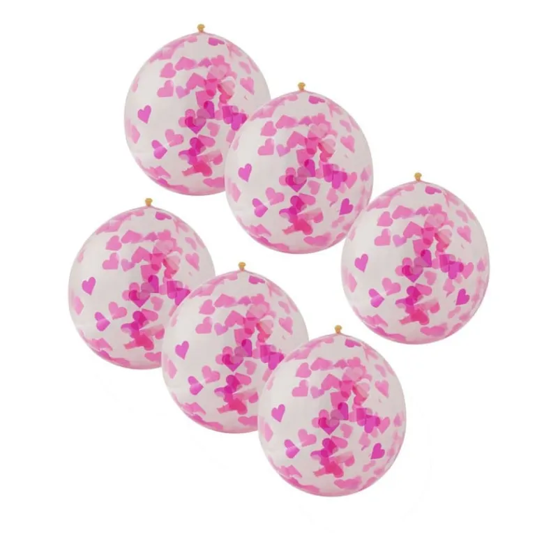 Xenos Ballonnen|Bruiloft-Ballon confetti - roze/wit - set van 6