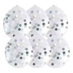 Xenos Ballonnen|Bruiloft-Ballonnen confetti - zilver - set van 6