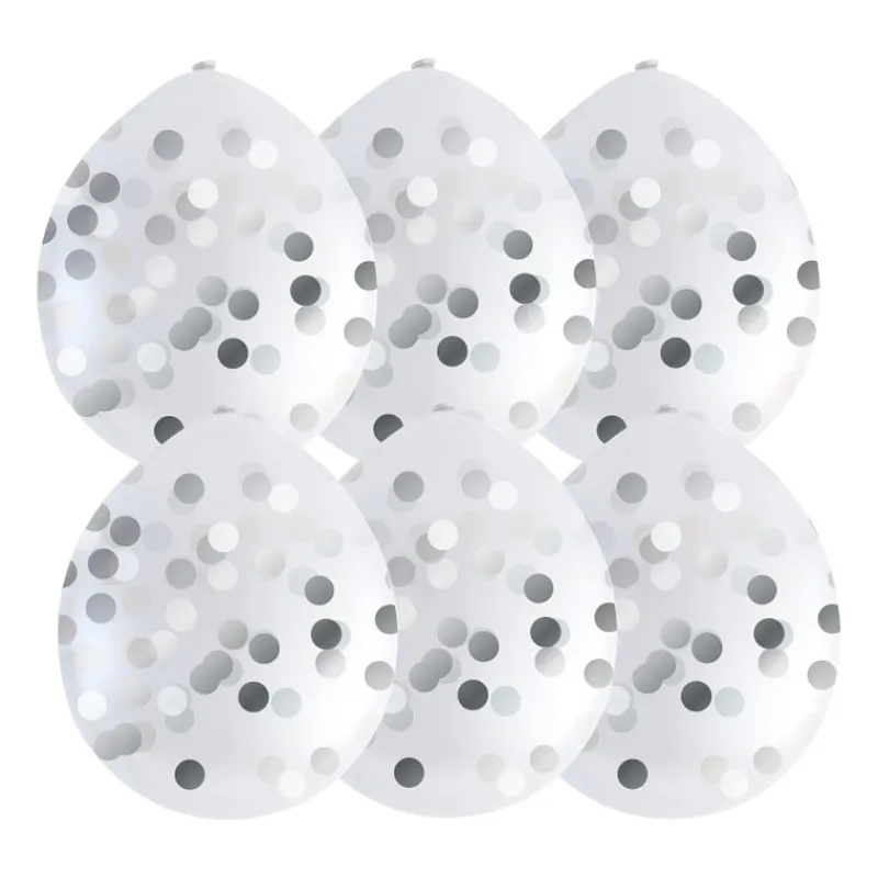 Xenos Ballonnen|Bruiloft-Ballonnen confetti - zilver - set van 6