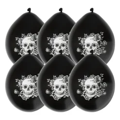 Xenos Ballonnen-Ballonnen Day of the Dead - zwart/wit - set van 6