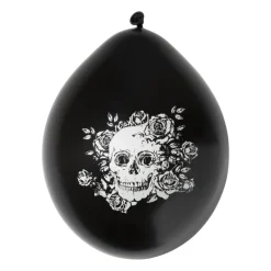 Xenos Ballonnen-Ballonnen Day of the Dead - zwart/wit - set van 6