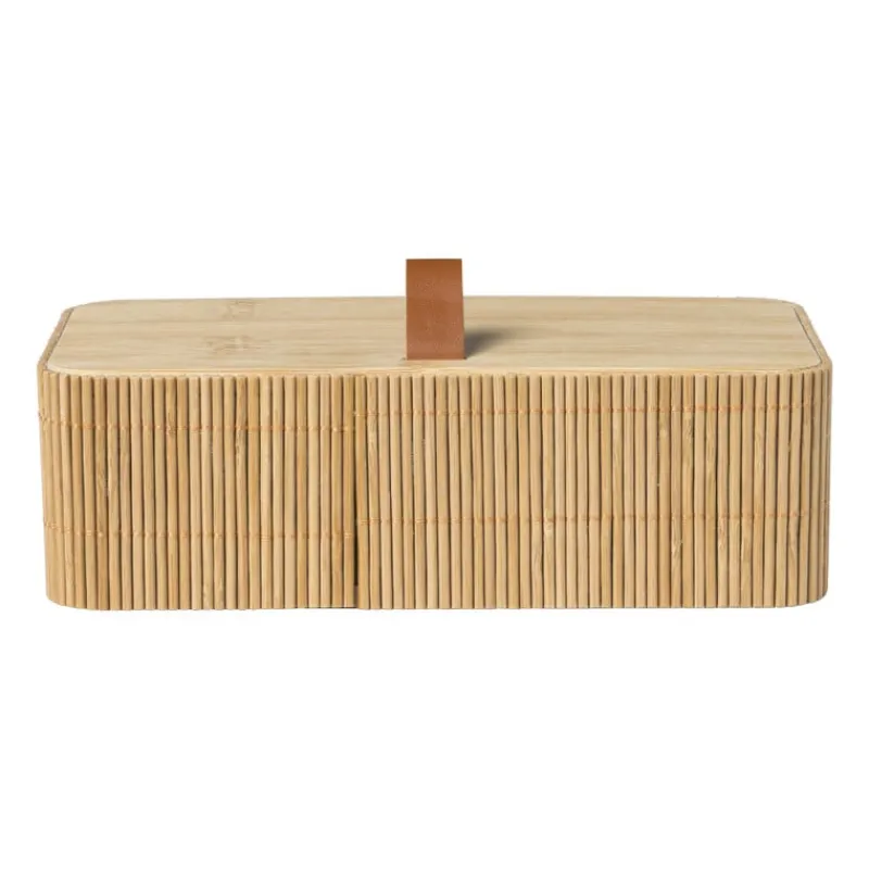Xenos Manden|Manden-Bamboe kistje met deksel Jesse - 6x20x10 cm - naturel