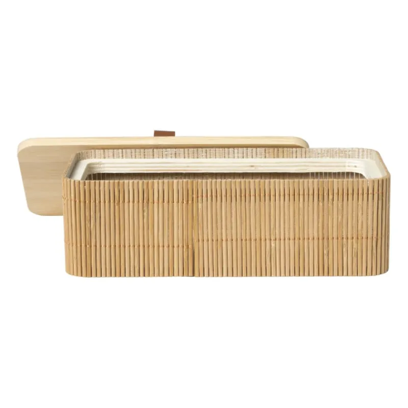 Xenos Manden|Manden-Bamboe kistje met deksel Jesse - 6x20x10 cm - naturel