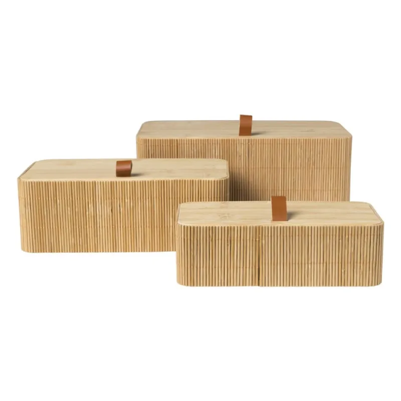 Xenos Manden|Manden-Bamboe kistje met deksel Jesse - 6x20x10 cm - naturel