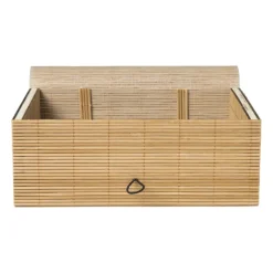 Xenos Manden|Manden-Bamboe kistje met deksel Moos - 8x21x16 cm - naturel