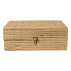 Xenos Manden|Manden-Bamboe kistje met deksel Moos - 10x27x20 cm - naturel