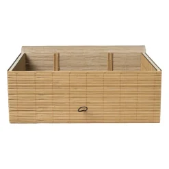 Xenos Manden|Manden-Bamboe kistje met deksel Moos - 10x27x20 cm - naturel