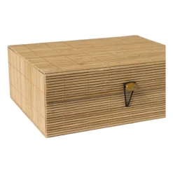Xenos Manden|Manden-Bamboe kistje met deksel Moos - 10x27x20 cm - naturel