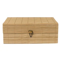 Xenos Manden|Manden-Bamboe kistje met deksel Moos - 9x24x18 cm - naturel