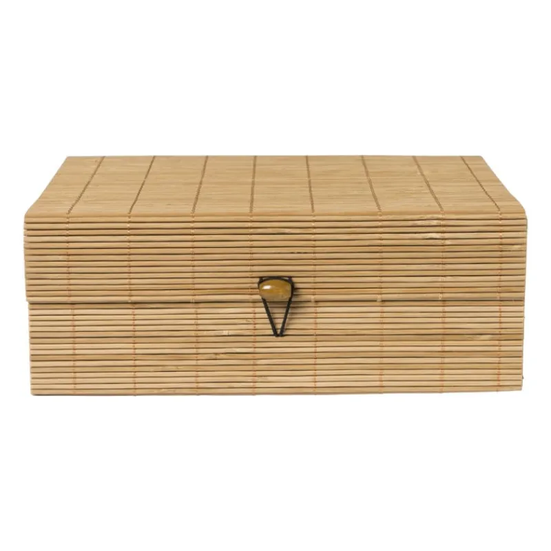 Xenos Manden|Manden-Bamboe kistje met deksel Moos - 9x24x18 cm - naturel