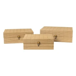 Xenos Manden|Manden-Bamboe kistje met deksel Moos - 9x24x18 cm - naturel