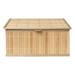 Xenos Manden|Manden-Bamboe mand met deksel - 13x29x23 cm