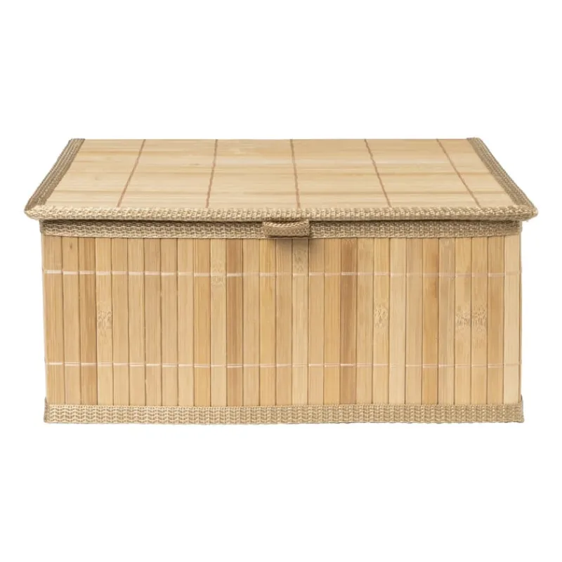 Xenos Manden|Manden-Bamboe mand met deksel - 13x29x23 cm