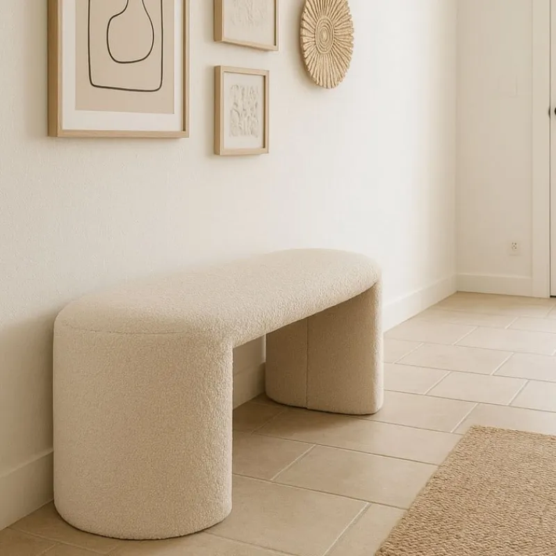 Xenos Bankjes-Bank Sara bouclé - beige - 45x120x44 cm