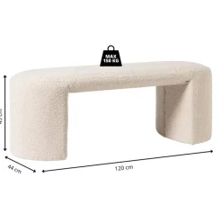 Xenos Bankjes-Bank Sara bouclé - beige - 45x120x44 cm