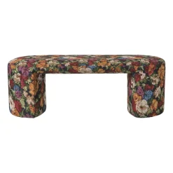 Xenos Bankjes-Bankje bouquet - rood/paars/zwart - 44x120x45 cm