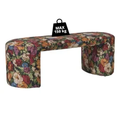 Xenos Bankjes-Bankje bouquet - rood/paars/zwart - 44x120x45 cm