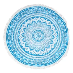 Xenos Strandaccessoires-Beachplaid rondo indian blue - blauw - 145 cm