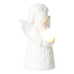 Xenos Kerstfiguren-Beeldje kerstengel - wit - 10.5x6.7x5.8 cm