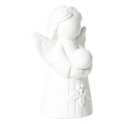Xenos Kerstfiguren-Beeldje kerstengel - wit - 10.5x6.7x5.8 cm