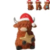 Xenos Knuffels-Beeldje koe met kerstmuts - 12 cm - diverse varianten