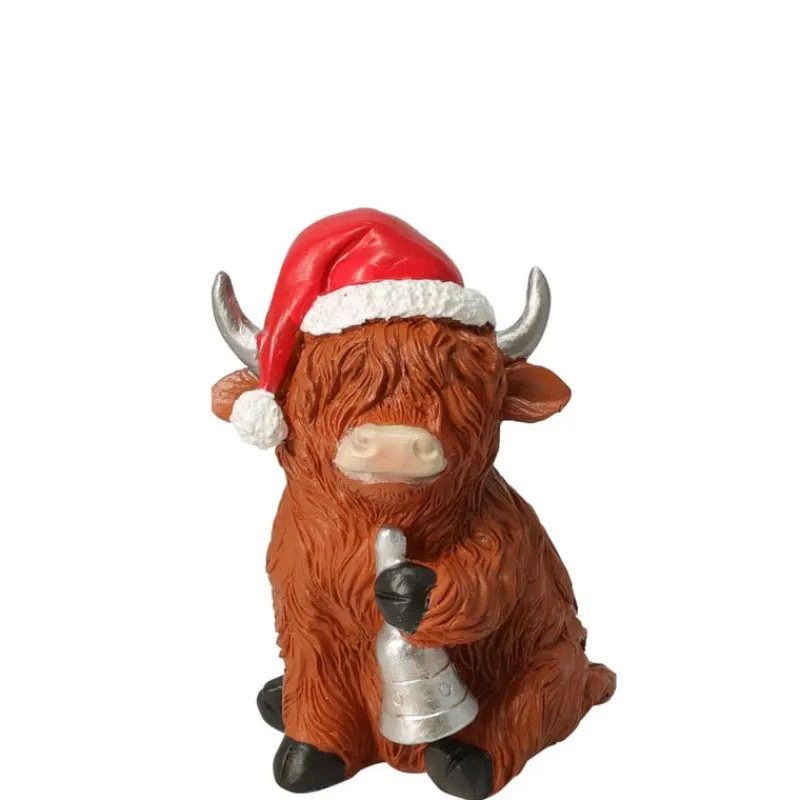 Xenos Knuffels-Beeldje koe met kerstmuts - 12 cm - diverse varianten
