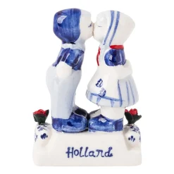 Xenos Holland Souvenirs-Beeldje kussend koppel - delfts blauw - 6x3x8 cm