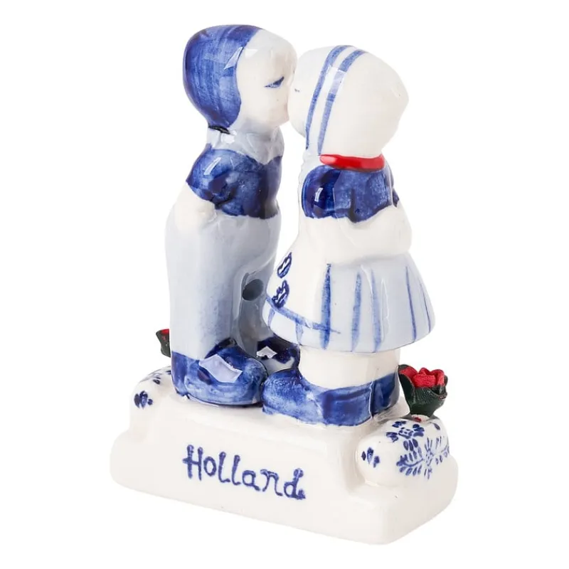 Xenos Holland Souvenirs-Beeldje kussend koppel - delfts blauw - 6x3x8 cm