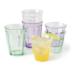 Xenos Buitenservies|Waterglazen-Beker met facetten - groen - 450 ml