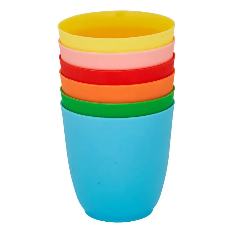 Xenos Buitenservies|Kinderservies-Bekers - multikleur - kunststof - ø8 cm - set van 6