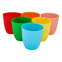 Xenos Buitenservies|Kinderservies-Bekers - multikleur - kunststof - ø8 cm - set van 6