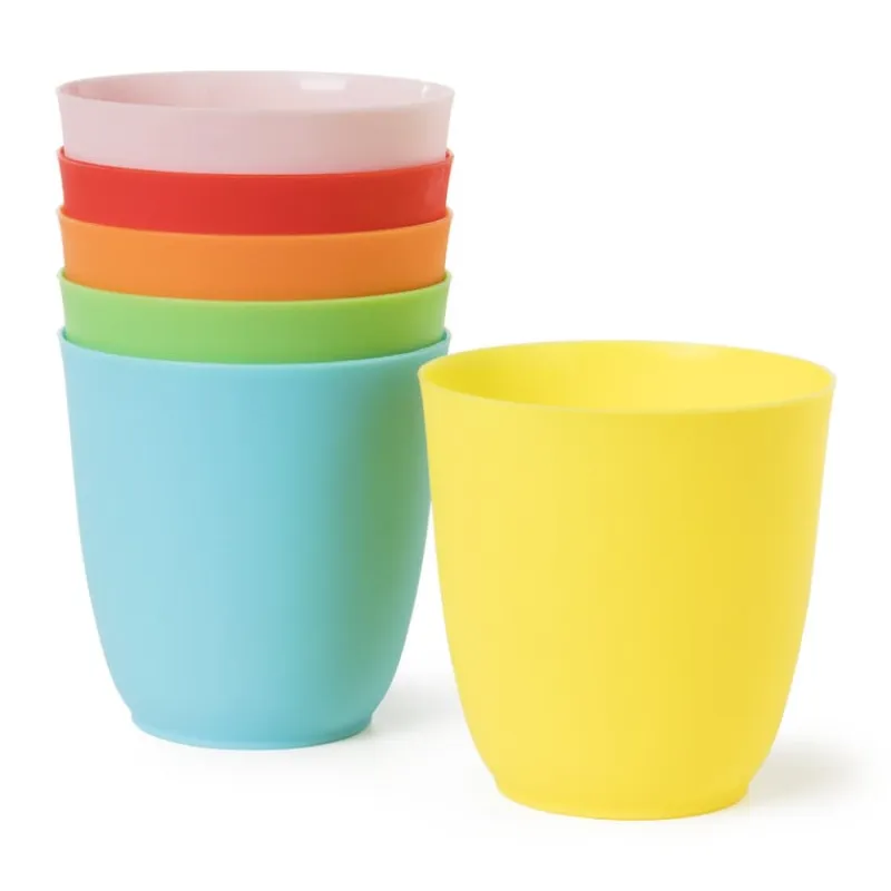 Xenos Buitenservies|Kinderservies-Bekers - multikleur - kunststof - ø8 cm - set van 6