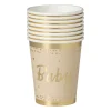 Xenos Wegwerpservies|Babyshower-Bekers baby - papier - bruin/goud - set van 8