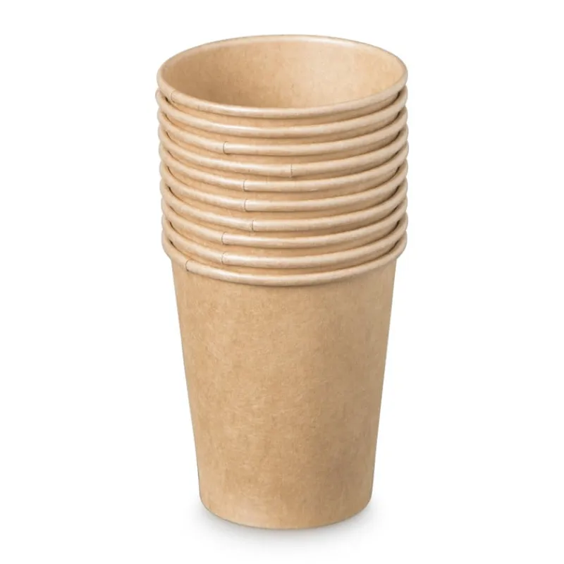 Xenos Wegwerpservies|Buitenservies-Bekers kraft papier - set van 10