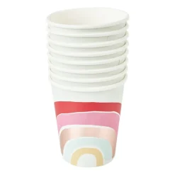 Xenos Wegwerpservies|Kinderfeestjes-Bekers regenboog - set van 8