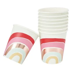 Xenos Wegwerpservies|Kinderfeestjes-Bekers regenboog - set van 8