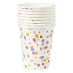 Xenos Wegwerpservies|Kinderfeestjes-Bekers stipjes - papier - set van 8
