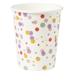 Xenos Wegwerpservies|Kinderfeestjes-Bekers stipjes - papier - set van 8
